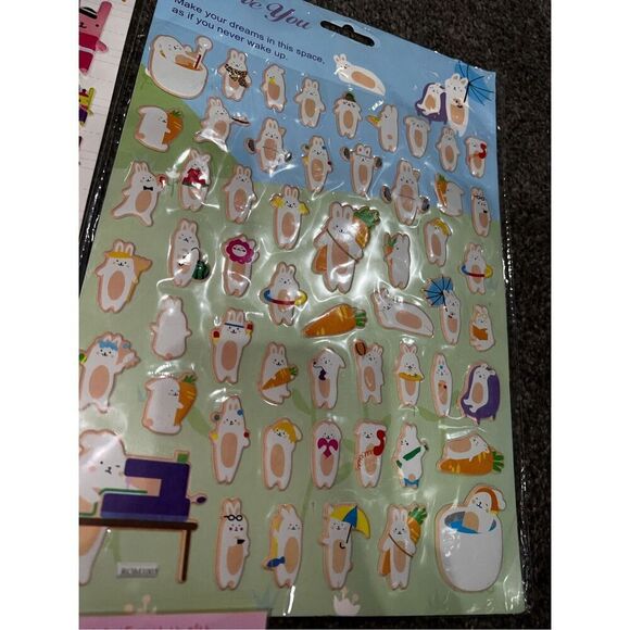 KAWAII PUFFY STICKERS-‘Bunny I Love You’ Lot of 3 Sheets-NEW School/Art/Crafts - Picture 4 of 5